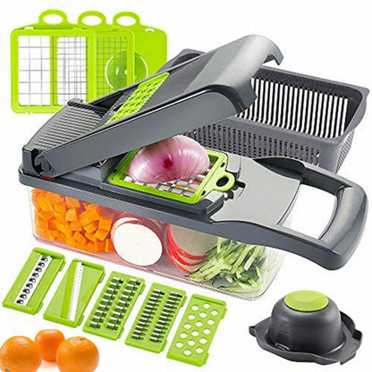 16 in 1 Multifunctional Vegetable Slicer Cutter Shredders Slicer With Basket Fruit Potato Chopper Carrot Grater