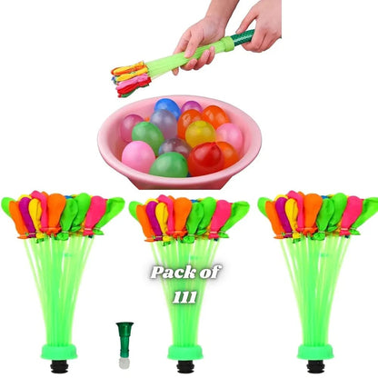 Self-Sealing Water Balloons – 111 Pcs | Automatic Fill & Tie Magic Balloons with Universal Tap Adapter | Multicolored for Holi & Summer Fun
