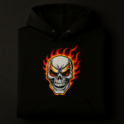 New Summer Collection Full Black Hoodie with Ghost Skull Print for Men and Boys – Comfortable, Trendy & Casual Wear - Large