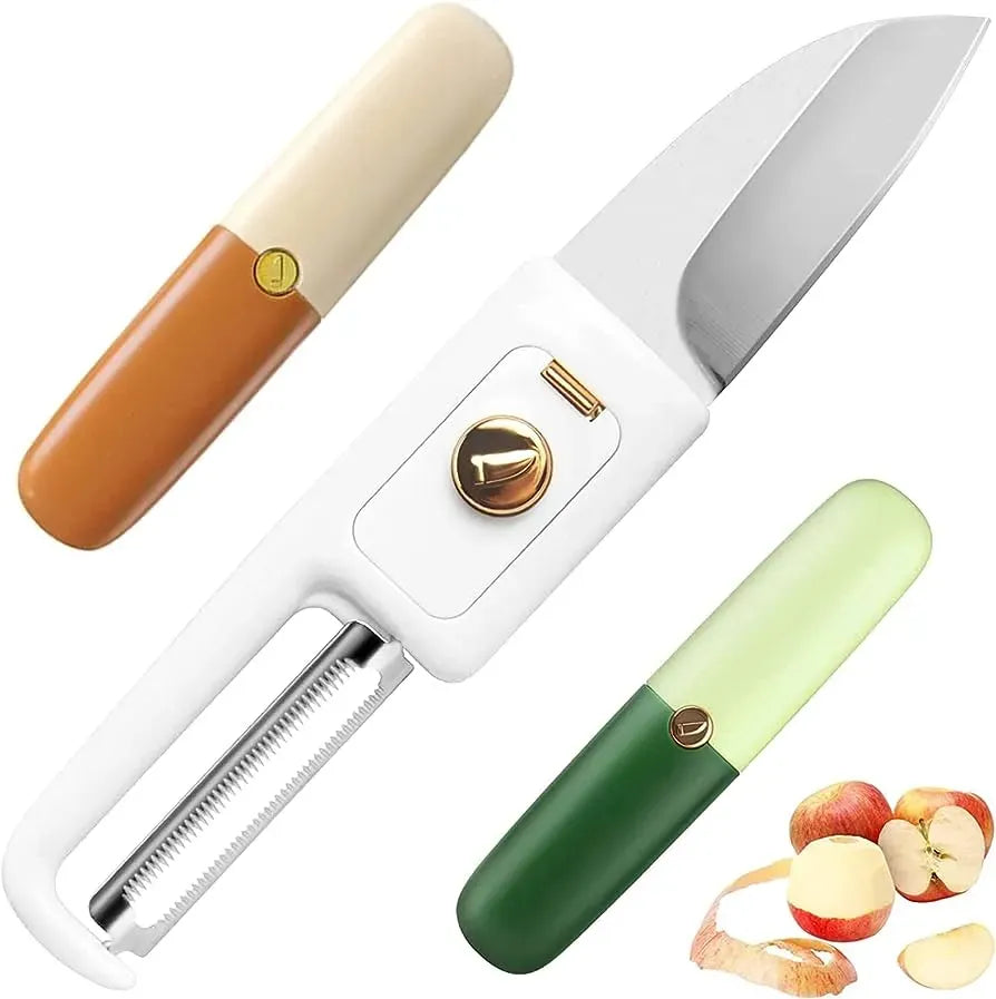 2-in-1 Stainless Steel Fruit Knife with Peeler – Portable Fruit Cutting & Peeling Tool