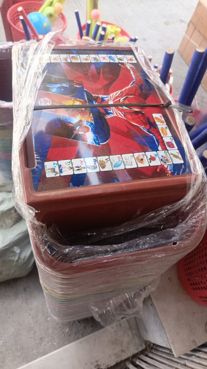 Kids Portable Study Table – Multifunctional Plastic Desk with Side Storage (56x40x30 cm) (Random Color)