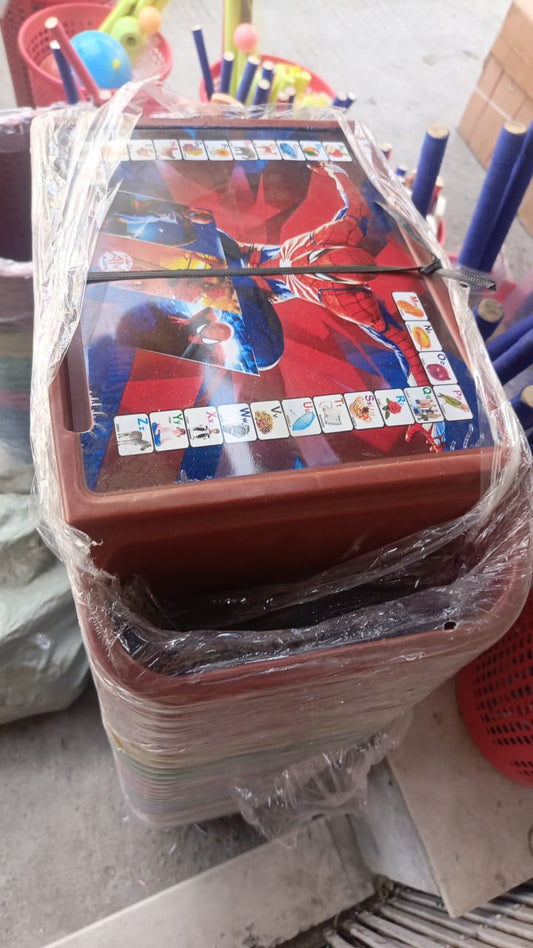 Kids Portable Study Table – Multifunctional Plastic Desk with Side Storage (56x40x30 cm) (Random Color)