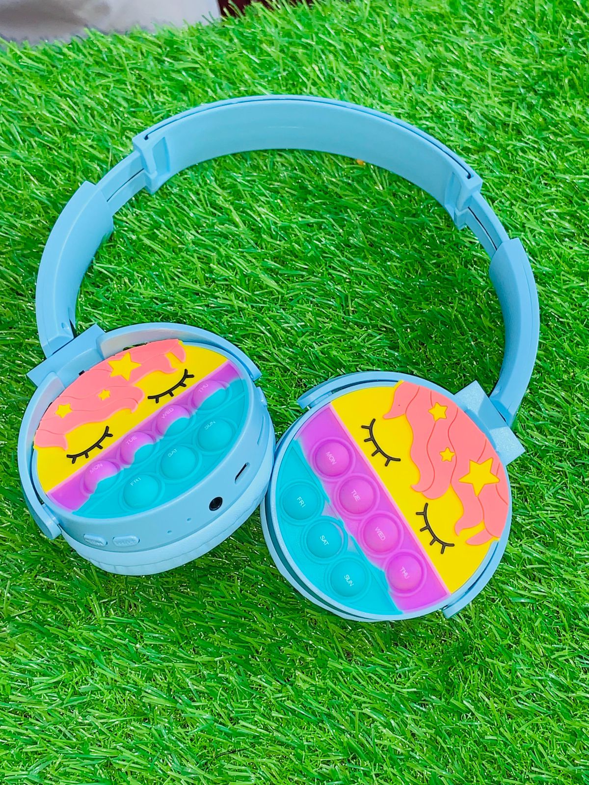 Cute Pop It Wireless Bluetooth Headphones | Foldable Headset With Memory Card Support, Wired & Wireless Modes, Soft Earpads For Kids (Random Color)