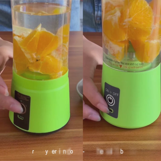 Rechargeable Portable Mini Juicer Blender – 6 Blades, 380ml Outdoor Juicing Cup [Random Color]